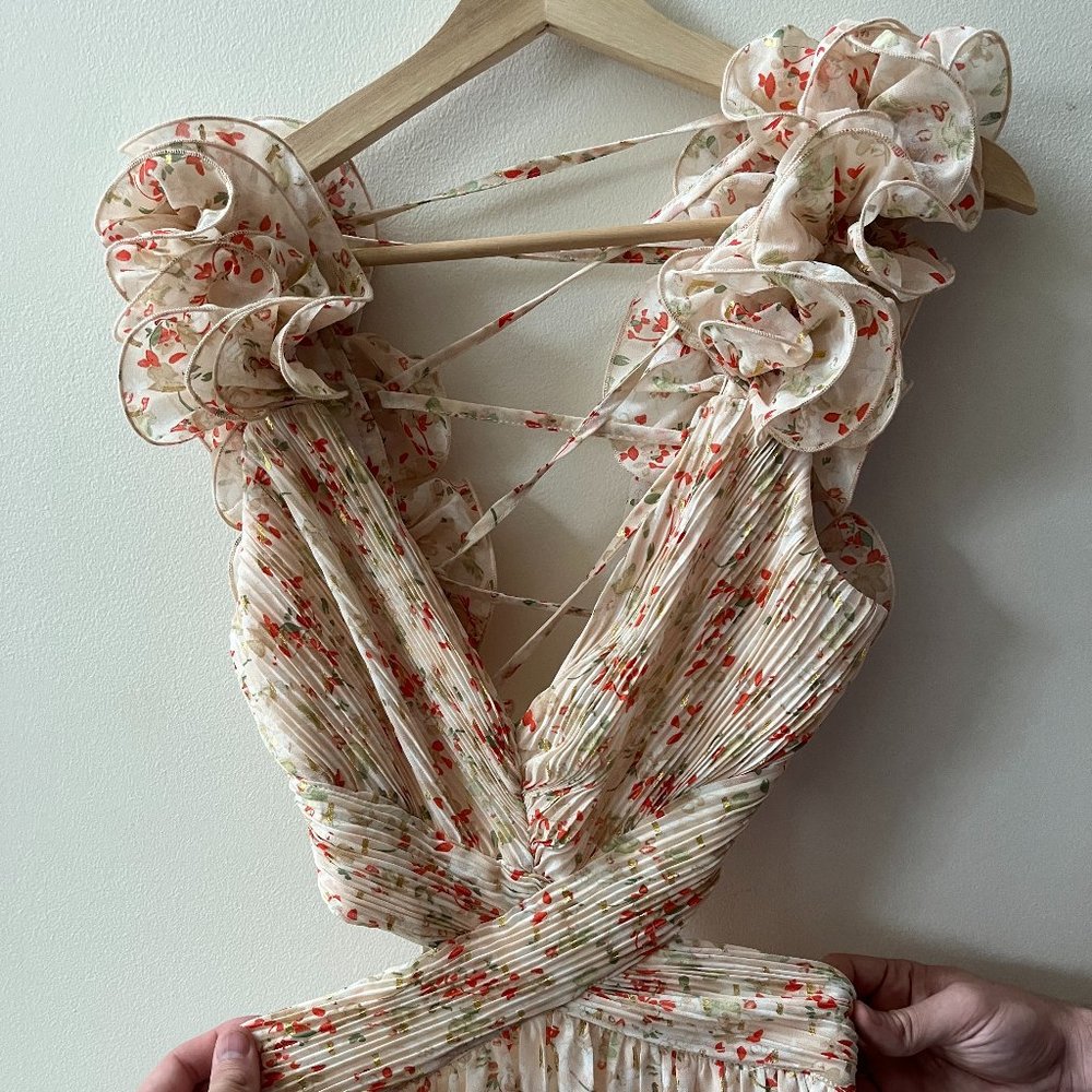 Vici Floral Ruffle Cutout Gown